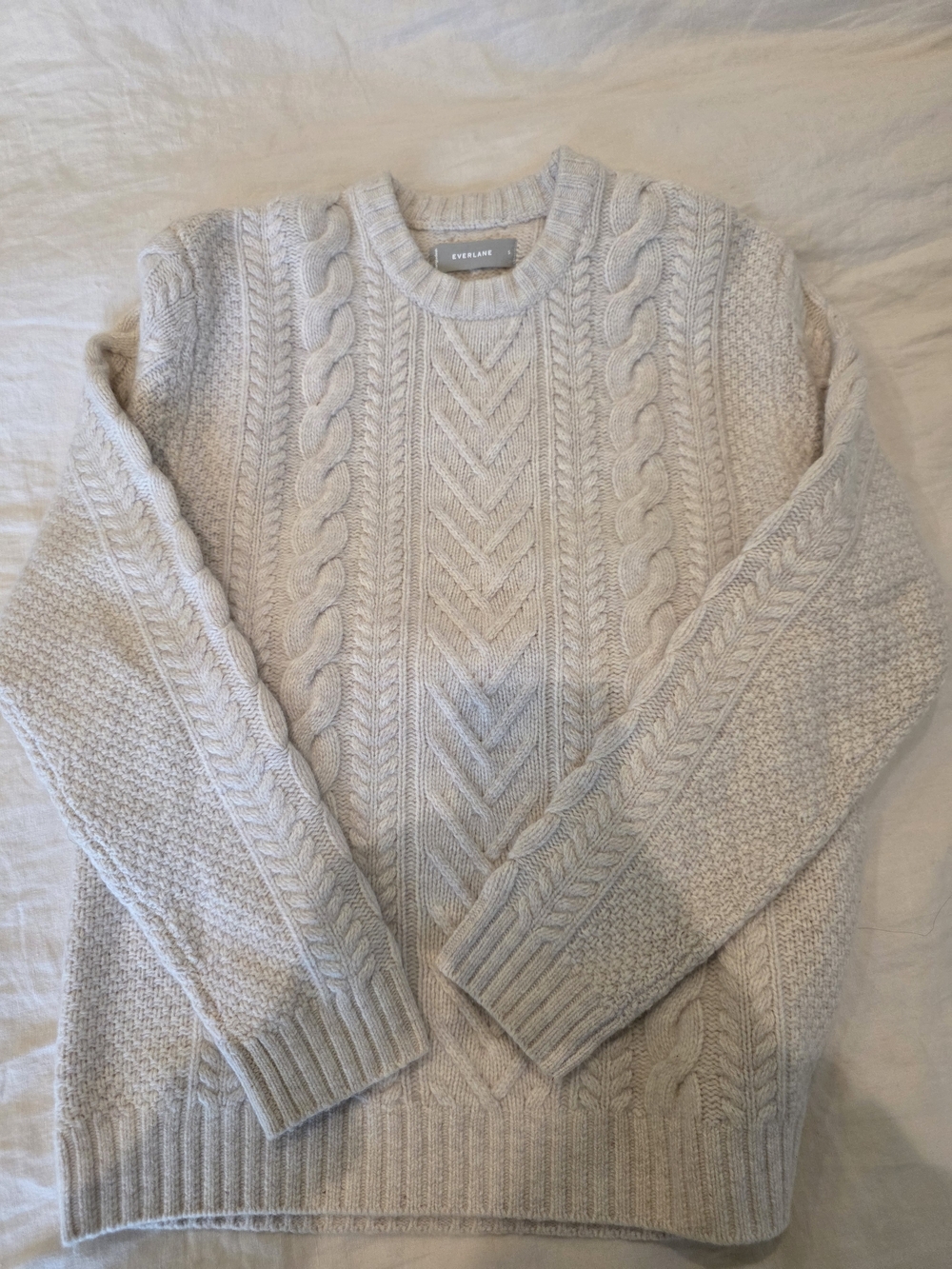 Everlane Men's Light Cream Cable Crewneck Sweater